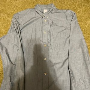 H&M button up dress shirt long sleeve light gray blue HM